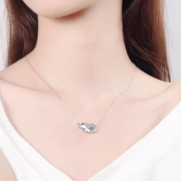 Certified 1/2 ct. t.w. Diamond Moissanite Elephant Necklace NEW - Picture 2 of 9